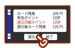 カード残高とポイントが表示されます