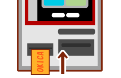 お手持ちのICカードを券売機左下の挿入口に入れてください。